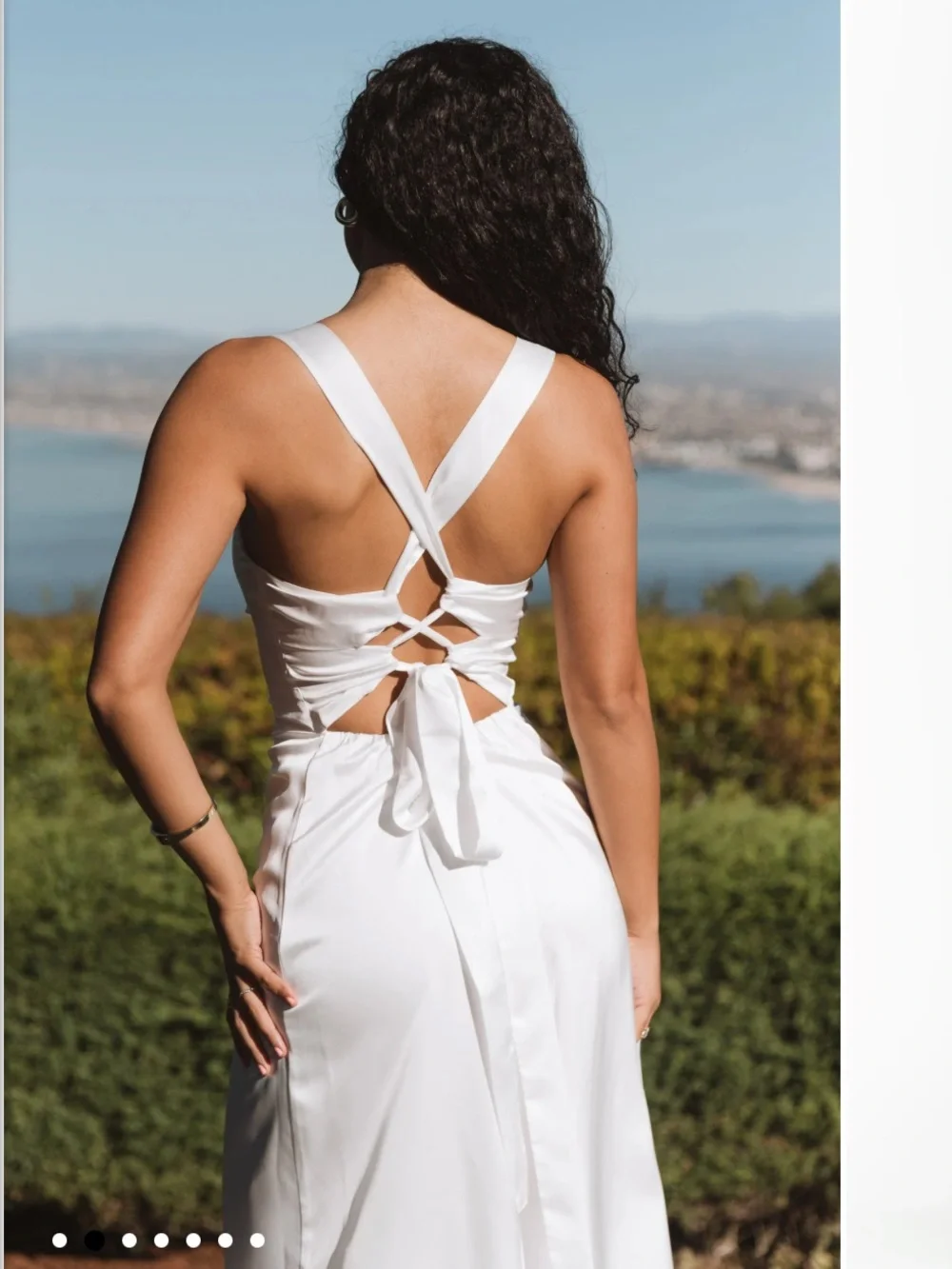 Show Me Your Mumu- Mina White Satin Midi Dress with Side Slit